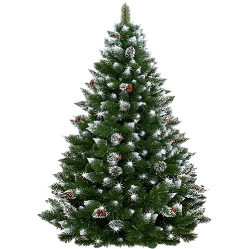 SPRINGOS Künstlicher Premium-Weihnachtsbaum 250 cm Diamantkiefer mit Kunstschnee und echten Zapfen Winter-Optik