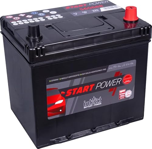 intAct Start-Power 56068BGUG, wartungsarme Autobatterie 12V 60Ah 480A (EN), Schaltung 0 (Pluspol rechts), Maße (LxBxH): 230x172x220mm