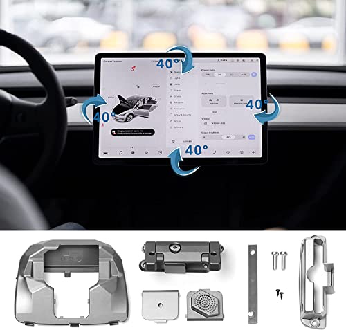 Tesla Model 3/Y Bildschirm Schwenkhalterung, 40 ° Vier Richtungen Mittelkonsolen-Navigationsbildschirm, drehbarer Halter für 2017-2022 Tesla Model 3/Y, Auto-GPS-Innenbildschirm-Drehhalterungszubehör