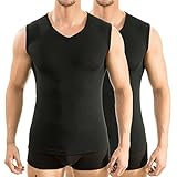 HERMKO 2 x 63050 Herren Athletic Vest by Exclusiv Funktionsunterhemd Muskelshirt mit V-Neck, Größe:D 6 = EU L, Farbe:schwarz