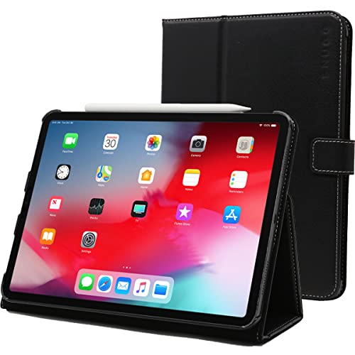 Snugg iPad Air 4 (2020) / iPad Pro 11 (2020-2nd Gen / 2018-1st Gen) Lederhülle Flip Stand Cover - Blackest Black