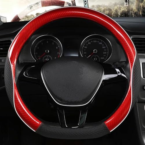 Auto Lenkradbezug rutschfeste Lederabdeckung Auto Innenausstattung D Form O Form Für Suzuki Für Swift (Color : Red D Shape)