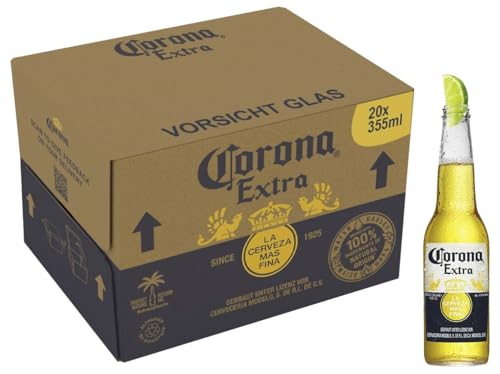 Corona Extra Premium Lager Flaschenbier, MEHRWEG im Karton, Internationales Lager Bier, 20er Karton (20 x 0.355 l)