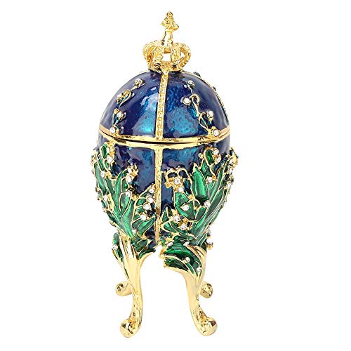 Hilitand Schmuck Veranstalter Vintage Faberge Stil Ei Sammlerstück emaillierte Osterei Diamante Trinket Box Dekoration Geschenk