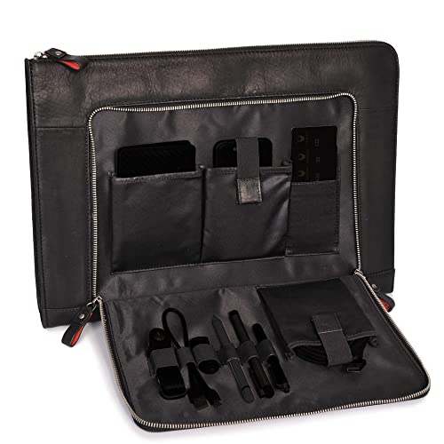 DONBOLSO® Notebook Sleeve London schwarz - 13,3 Zoll DIN A4 Ultrabook Aktentasche aus Echtleder für Herren und Damen