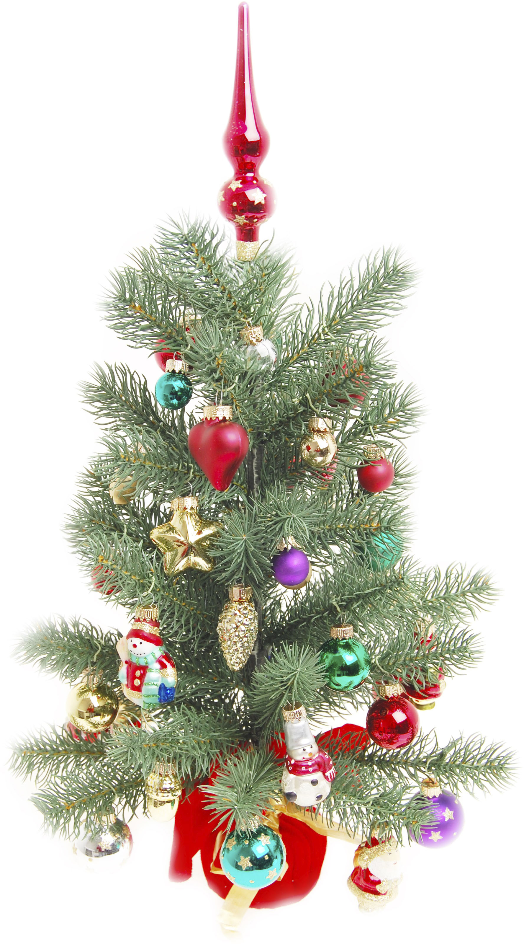 Krebs Glas Lauscha Künstlicher Weihnachtsbaum "Mini Weihnachtsbaum 45 cm - mit Kugeln, Figuren und Spitze", Edeltanne 2