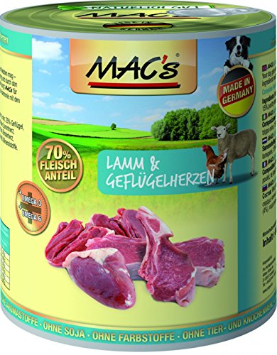 MACs Dog Lamm & Geflügelherzen | 6X 800g Hundefutter nass