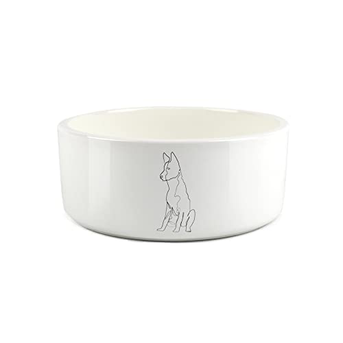 Border Collie Futternapf für Hunde, groß, feine Linienzeichnung, Keramik, Weiß