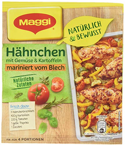 Maggi Fix&Frisch Hähnchen mit Gemüse und Kartoffeln mariniert vom Blech, 22er Pack (22 x 27 g)