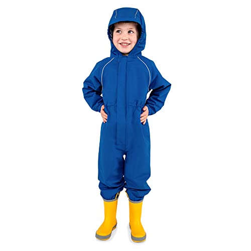 Jan & Jul Kids Rain Suit Coverall with Warm Fleece Lining (Cozy-Dry: Blue, 2T)