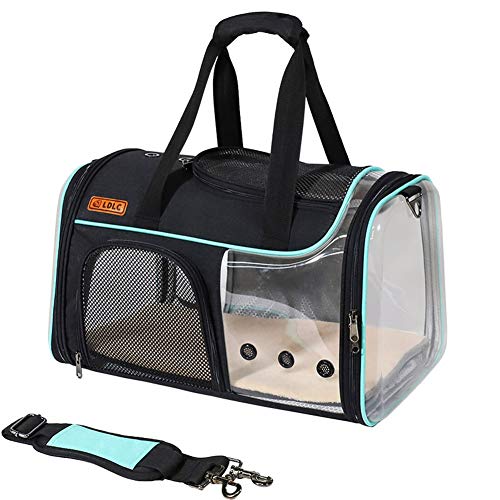 XGWML Transparent Griff Pet Bag Tragbare Falten Visuelle Pet Out-Falte-Katzen-Tasche Vier Farben (Sky Blue)