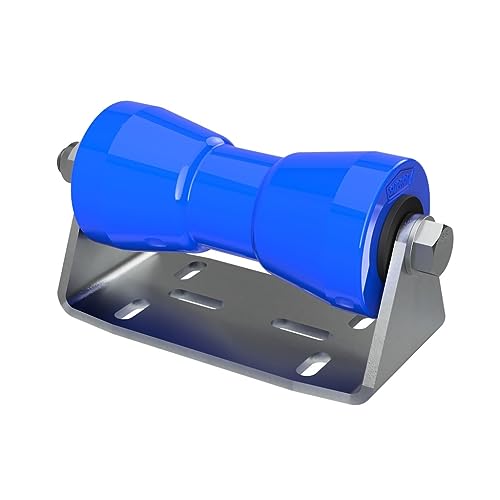 SUPROD Polyurethan Kielrolle mit Halter B, Sliprolle, Bootstrailer Sliphilfe, Stahl verzinkt, 180 mm, blau