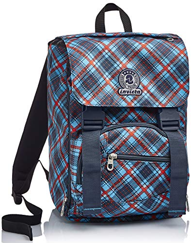 Invicta Rucksack, Tartan, Blau, für Schule und Freizeit