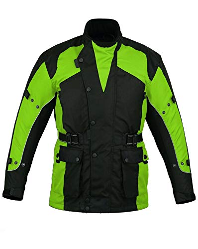 Australian Bikers Gear CJ1019 HIGH Visibility Motorcycle Waterproof Armoured Thermal Motorcycle Jacket Medium