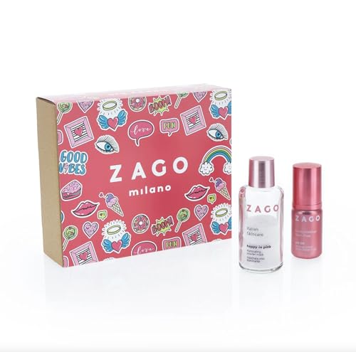 Zago Milano Happy Kit Special Box Box Globale Behandlung Plus Lift Primer Lift Lift Primer Liftant 30 ml + Happy In Pink Illuminating Powder Mask 100 ml