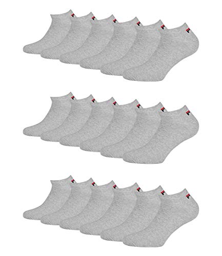 Fila 12 Paar Socken, Invisible Sneakers Unisex, einfarbig, 35-46 (4x 3er Pack) (Grau, 39-42 (6-8 UK))