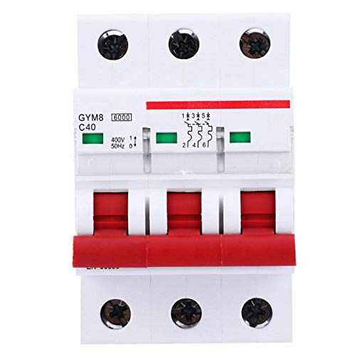 Miniatur-Leistungsschalter, Leistungsschalter, 3-polig, Luft-Leistungsschalter, DIN-Schienenmontage, 400 VAC, 40 A/50 A/63 A Automatischer Schalter (Color : 40A)