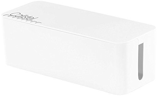 Callstel Box für Kabelsalat: Kabelbox groß, 40,8 x 15,8 x 13,4 cm, weiß (Kabelboxen gegen Kabelsalat, Organizer Box für Steckdosenleiste, Verlängerungskabel)