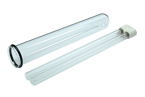 Wacredo UVC Ersatzlampe 18 Watt + Quarzglas mit Bördelung inkl. Dichtung für Oase Bitron 18C (ab 2014) Komplettset Wasseraufbereitung | Filter | Wasserklärer | Leuchtmittel | UVC Gerät