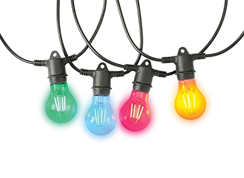 SYLVANIA Lichterkette YourHome Festoon String Kit, erweiterbare 12m LED Deko Glühbirnen Girlande für Außen mit 12 bunten LED Lampen, inkl. 12 Lampenhalterungen, 15000 Stunden Lebensdauer, Mehrfarbig