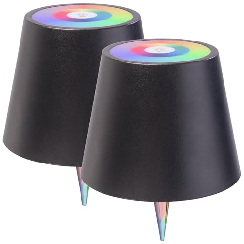 Lunartec Flaschen-Lampen: 2er-Set Akku-LED-Tischleuchten-Aufsätze für Flaschen, RGBW (Lampen-Aufsatz, LED-Flaschenlampe)