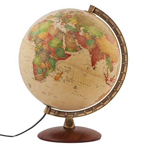 Waypoint Geographic Como Beleuchteter Globus – 30,5 cm Durchmesser, dekorativ, beleuchtet, antiker Ozean-Stil, Schreibtisch-Globus mit Ständer, aktueller Weltkugel, 1,1 kg, WP21102