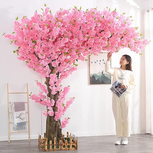 künstliche pflanzen groß Draußen Großer Rosafarbener Künstlicher Sakura-Baum,künstlicher Pfirsichbaum-Wunschbaum,Handgefertigte Künstliche Sakura-Seidenblumendekoration,Für Die Dekoration Von Einkaufs