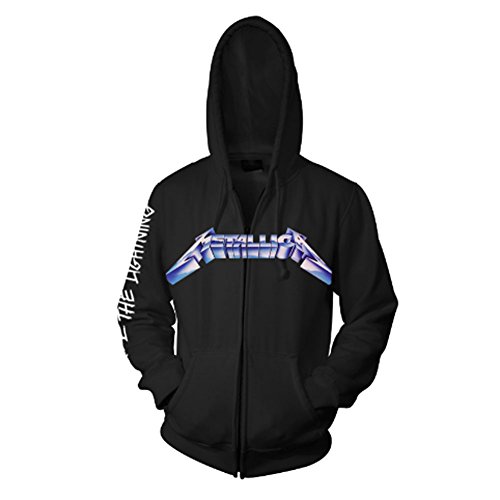 Kapuzenpullover, offizieller Fanartikel, Design: „Metallica – Ride the Lightning“, mit Reißverschluss, Schwarz Gr. S, Schwarz