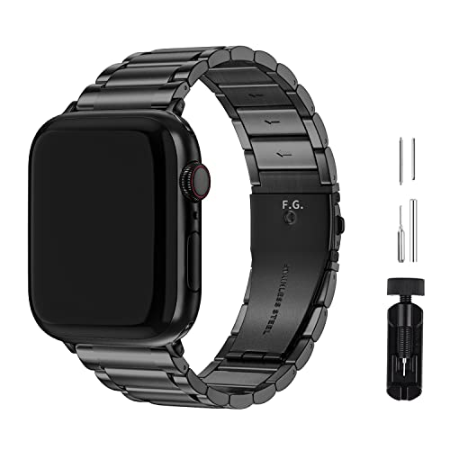 GerbGorb Apple Watch Armband 44mm 45mm 49mm Kompatibel mit Armband Apple Watch 4 5 6 7 8 SE SE2 Ultra Rostfreier Edelstahl iWatch Ersatzband Metall Damen Herren Schwarz