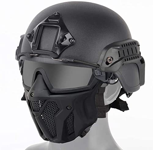 Kombination aus taktischer Vollgesichtsmaske mit Schutzbrille und taktischem Air Gun Paintball ACH Helm für Air Gun Paintball CS Spiel