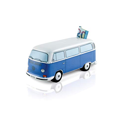 BRISA VW Collection - Volkswagen T2 Bulli Bus Spar-Büchse-Schwein-Dose, Geschenk-Idee/Fan-Souvenir/Retro-Vintage-Artikel (Keramik/Maßstab 1:22/Blau)