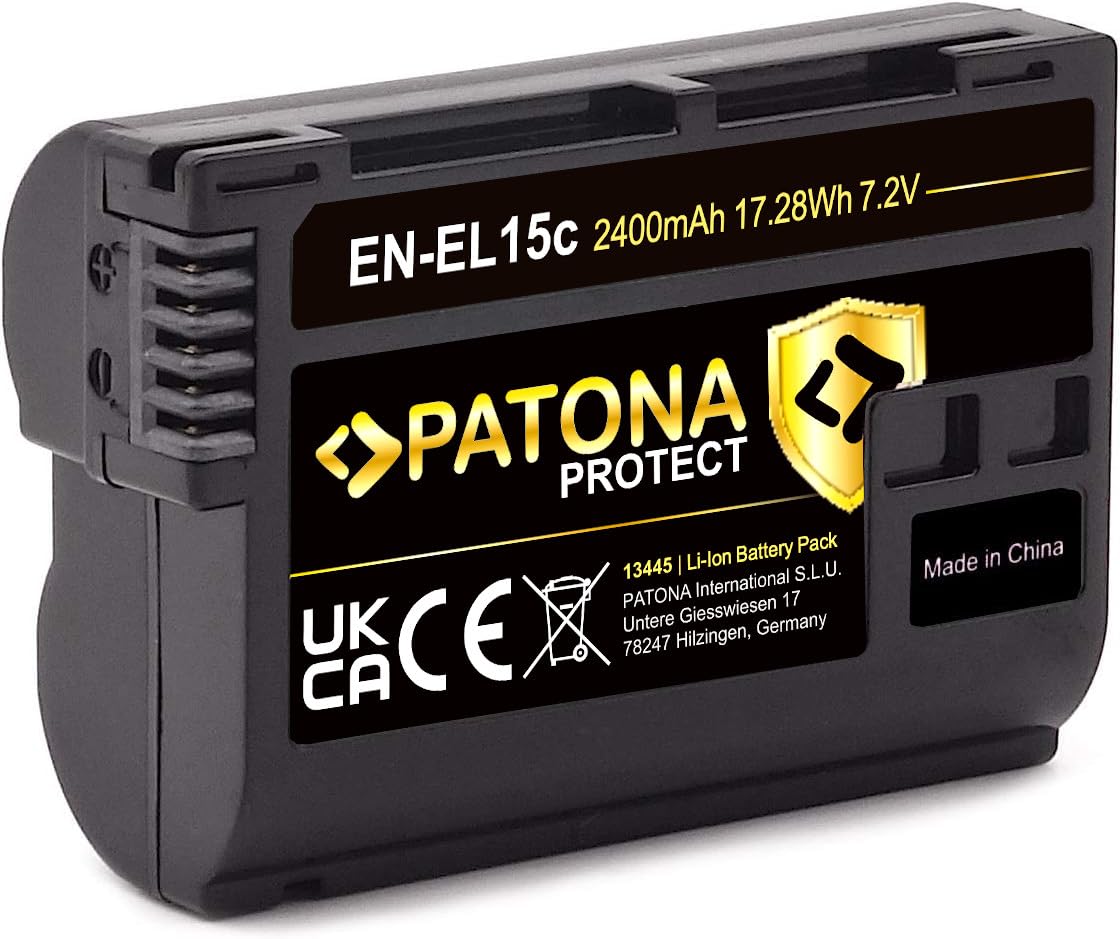 PATONA Protect Akku EN-EL15c 2400mAh mit NTC-Sensor und V1 Gehäuse - Kompatibel mit Akku Nikon Z5 Z6 II Z7 II Z8 ... (Nicht für Zf)