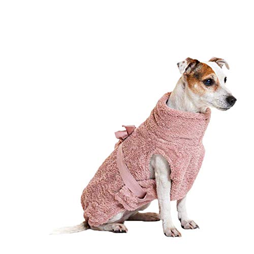 Lill's Hundebademantel, 100% Bio-Baumwolle, Organic Pinkberry (Rosa/Pink) (3XS: 35 cm Rückenlänge)