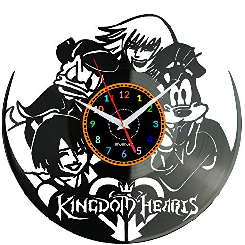 EVEVO Kingdom Hearts Wanduhr Vinyl Schallplatte Retro-Uhr Handgefertigt Vintage-Geschenk Style Raum Home Dekorationen Tolles Geschenk Uhr Kingdom Hearts