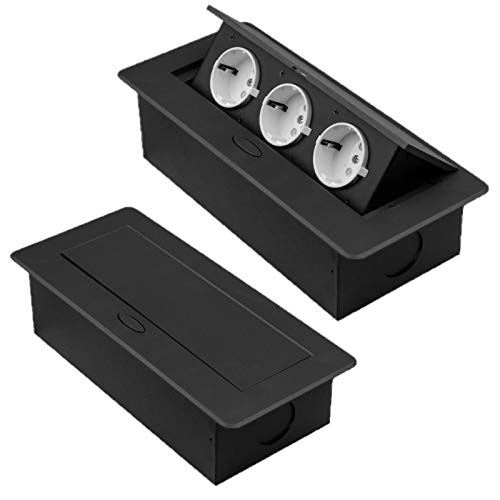 Einbau-Steckdose in verschiedenen Größen und Farben - wahlweise mit USB oder Internetanschluss (3er / dunkelbraun)