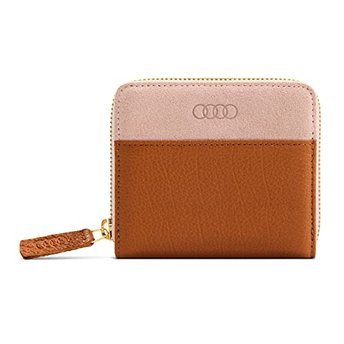 Audi 3152101300 Geldbörse Leder Damen Brieftasche RFID-Schutz Portemonnaie, braun/rosé