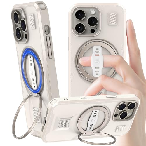 EWA for iPhone 15 pro max Magsafe Case with Stand.Magone Phone Case with 360° Rotatable Magnetic Kickstand,Ring Holder.Phone Grip.Military Shock Protection for Men/Women