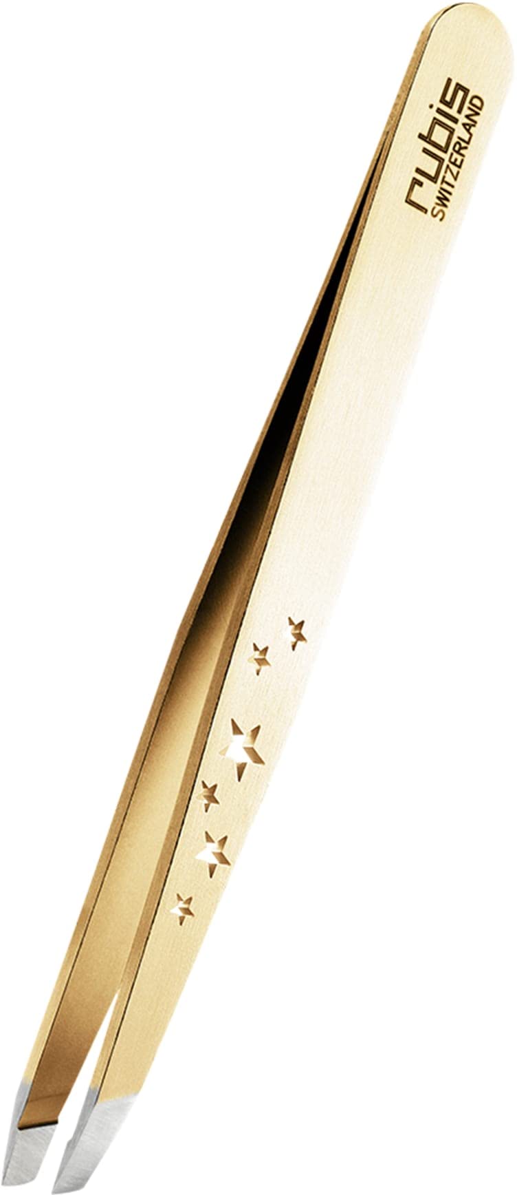 Rubis Pinzette Gold schräg - Six Stars Special Collection - Augenbrauenpinzette mit Stern Gravur