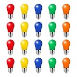 20er Pack Farbige Glühbirnen LED 3W E27Beleuchtung Glühbirnen, 220V AC LED Leuchtmittel BirnenforM, Gemischte Farben Rot Grün Blau Orange Gelb