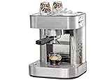 ROMMELSBACHER Espresso Maschine EKS 2010 - Siebträger, Filtereinsatz für 1 bzw. 2 Tassen, Vorbrühfunktion, 19 Bar Pumpendruck, Düse für Milchschaum/Heißwasser, programmierbare Tassenfüllmenge
