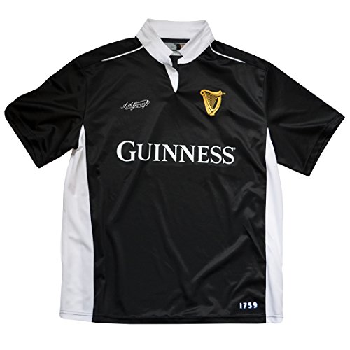 Schwarzes/weißes Guinness Performance Kurzarm-Rugby-Shirt (XL)