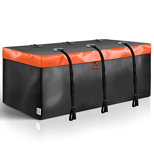 Heckbox für Anhängerkupplung, 20 Kubikfuß Wasserdichter Auto Hintere Gepäcktasche mit 6 verstärkten Riemen, Geeignet für alle Fahrzeuge mit Ladekorb aus Stahl (59" 24" 24")