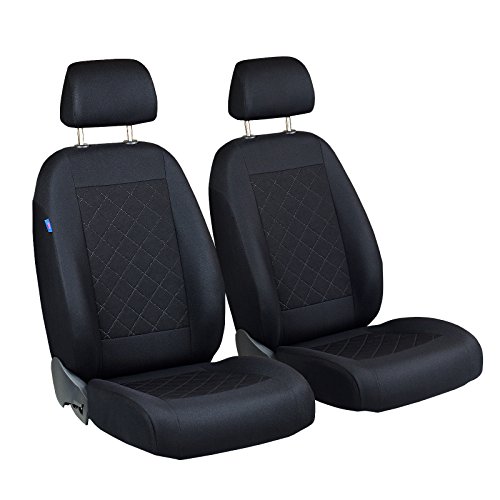 6 Vorne Sitzbezüge - für Fahrer und Beifahrer - Farbe Premium Schwarz gepresstes Karomuster
