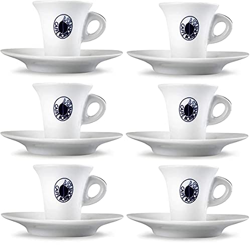 6 Caffe Borbone Tassen Espresso mit Unterteller Porzellan Tazze