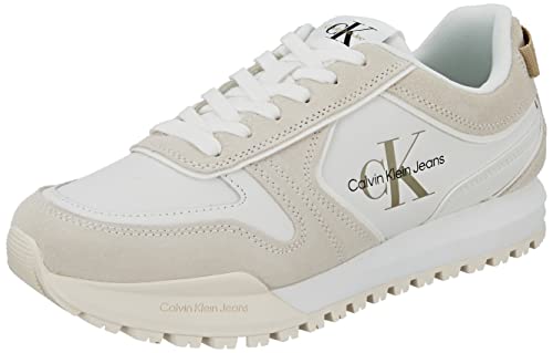 Calvin Klein Jeans Herren Zahnende Läufer mit unregelmäßigen Linien Sneaker, Weiß, Antikweiß, 40 EU