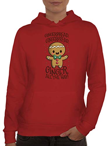 ShirtStreet Lebkuchen Damen Hoodie Frauen Kapuzenpullover Jingle Bells Gingerbread, Größe: S,Rot