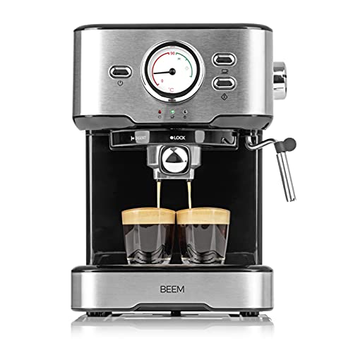 BEEM ESPRESSO-SELECT Espresso-Siebträgermaschine - 15 bar | Espresso, Cappuccino,Latte Macchiato | Espressomaschine | Siebträger | Edelstahl gebürstet