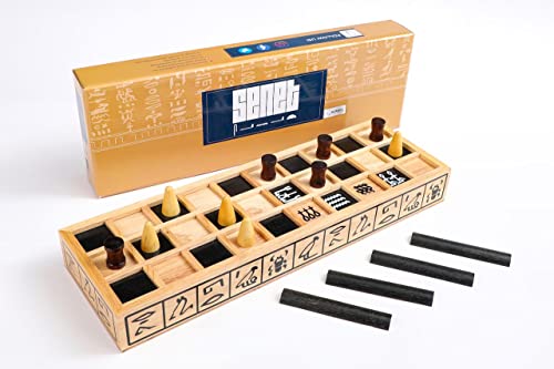 ROMBOL Senet - Das Brettspiel der Pharaonen, EIN ägyptisches Würfelspiel, Familienspiel, Gesellschaftsspiel aus Holz