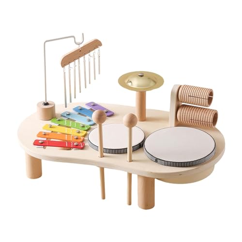 Oshhni Xylophon-Trommel-Set, sensorisches Lernspielzeug, Montessori-Kindergarten-Lernspielzeug, Montessori-Musikinstrumenten-Set für Kinder