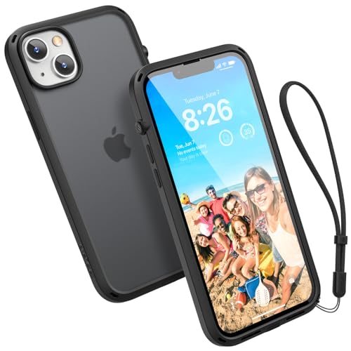 Catalyst Influence Case für iPhone 14 Plus, 2,5-Fach höherer Fallschutz, resistent gegen Fingerabdrücke, langlebig, 30% lauteres Vorwärtsaudio, inklusive Umhängeband – Stealth Black
